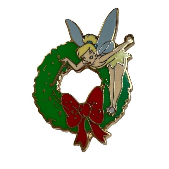 Disney Catalog Tinkerbell Holiday Wreath Pin Limited Edition 1500 7/8" x 1 5/8" - Picture 2 of 6